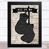 John Legend All Of Me Music Script Boxing Gloves Song Lyric Music Art Print