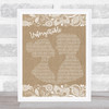 Nat King Cole Unforgettable Burlap & Lace Song Lyric Print