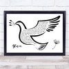 U2 Gloria Black & White Dove Bird Song Lyric Wall Art Print