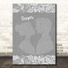 Alaine Deeper Grey Burlap & Lace Song Lyric Print
