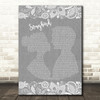 Fleetwood Mac Grey Songbird Burlap & Lace Grey Song Lyric Print