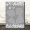 Kelly Osbourne feat. Ozzy Osbourne Changes Grey Burlap & Lace Song Lyric Music Art Print