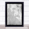 Tom Jones She's A Lady Man Lady Dancing Grey Song Lyric Quote Print