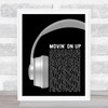 Primal Scream Movin' On Up Grey Headphones Song Lyric Print
