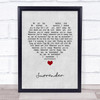 Natalie Taylor Surrender Grey Heart Song Lyric Print