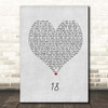 One Direction 18 Grey Heart Song Lyric Print