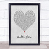 Queen Naija Butterflies Grey Heart Song Lyric Print