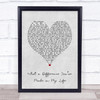 Ronnie Milsap What a Difference Youve Made in My Life Grey Heart Song Lyric Print