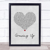 Run River North Growing Up Grey Heart Song Lyric Print
