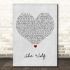 Shakira She Wolf Grey Heart Song Lyric Print