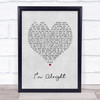 Stereophonics Im Alright Grey Heart Song Lyric Print