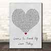 Stevie Wonder Love's In Need Of Love Today Grey Heart Song Lyric Print