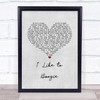T Rex I Like to Boogie Grey Heart Song Lyric Print