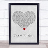 The Beatles Ticket To Ride Grey Heart Song Lyric Print