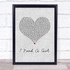 Trey Songz I Need A Girl Grey Heart Song Lyric Print