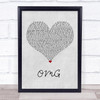 Usher OMG Grey Heart Song Lyric Print