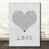 Westlife L.O.V.E Grey Heart Song Lyric Print