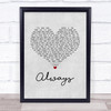 Blink-182 Always Grey Heart Song Lyric Print