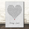 Brian McKnight Crazy Love Grey Heart Song Lyric Print
