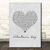 Bruce Springsteen Valentine's Day Grey Heart Song Lyric Print