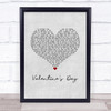 Bruce Springsteen Valentine's Day Grey Heart Song Lyric Print