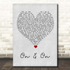 Cartoon On & On Grey Heart Song Lyric Print