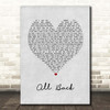 Chris Brown All Back Grey Heart Song Lyric Print