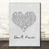 Coldplay Don't Panic Grey Heart Song Lyric Print