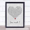 Crystal Gayle, Eddie Rabbitt You and I Grey Heart Song Lyric Print