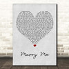 Jason Derulo Marry Me Grey Heart Song Lyric Print