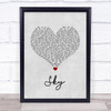Sonique Sky Grey Heart Song Lyric Wall Art Print