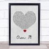 Stormzy Own It Grey Heart Song Lyric Wall Art Print