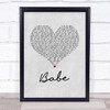 Take That Babe Grey Heart Song Lyric Wall Art Print