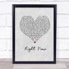 Van Halen Right Now Grey Heart Song Lyric Wall Art Print