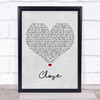 Westlife Close Grey Heart Song Lyric Wall Art Print