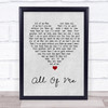 Willie Nelson All Of Me Grey Heart Song Lyric Wall Art Print