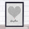 Yungen Bestie Grey Heart Song Lyric Wall Art Print