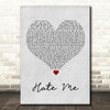 Blue October Hate Me Grey Heart Song Lyric Wall Art Print