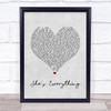 Brad Paisley She's Everything Grey Heart Song Lyric Wall Art Print