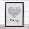 Brett Young Mercy Grey Heart Song Lyric Wall Art Print