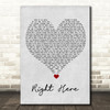 Chris Brown Right Here Grey Heart Song Lyric Wall Art Print