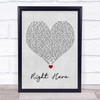 Chris Brown Right Here Grey Heart Song Lyric Wall Art Print
