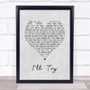 Alan Jackson I'll Try Grey Heart Song Lyric Wall Art Print
