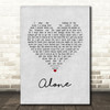 Heart Alone Grey Heart Song Lyric Wall Art Print