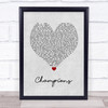 James Blunt Champions Grey Heart Song Lyric Wall Art Print
