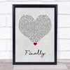 Kings of Tomorrow Finally Grey Heart Song Lyric Wall Art Print