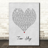 Kjagooggoo Too Shy Grey Heart Song Lyric Wall Art Print