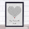 Mac Miller ft Ariana Grande My Favourite Part Grey Heart Song Lyric Wall Art Print