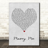 Meghan Trainor Marry Me Grey Heart Song Lyric Wall Art Print