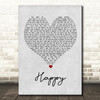 Never Shout Never Happy Grey Heart Song Lyric Wall Art Print